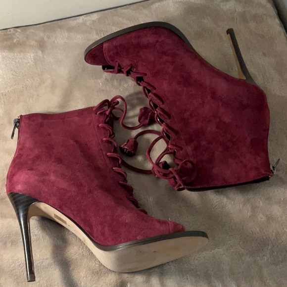 EUC Coach “Lena Lux” Peep Toe Suede Booties - Size 8 - Picture 12 of 14